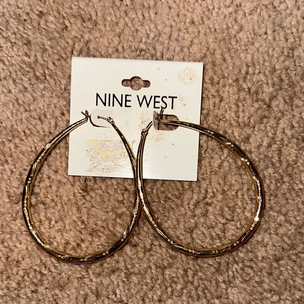 Nine West Textured Gold Hoop Earrings